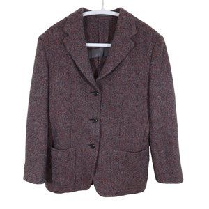 LUCIANO BARBERA Size 42 M/6 100% Cashmere Grey Rust 3-Button Blazer Jacket